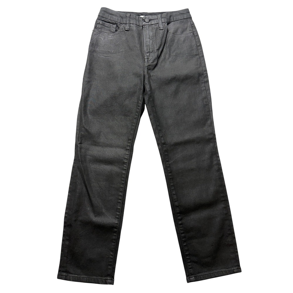 Good American Straight Jeans Womens 28x26 Black Coated High Rise GG046T